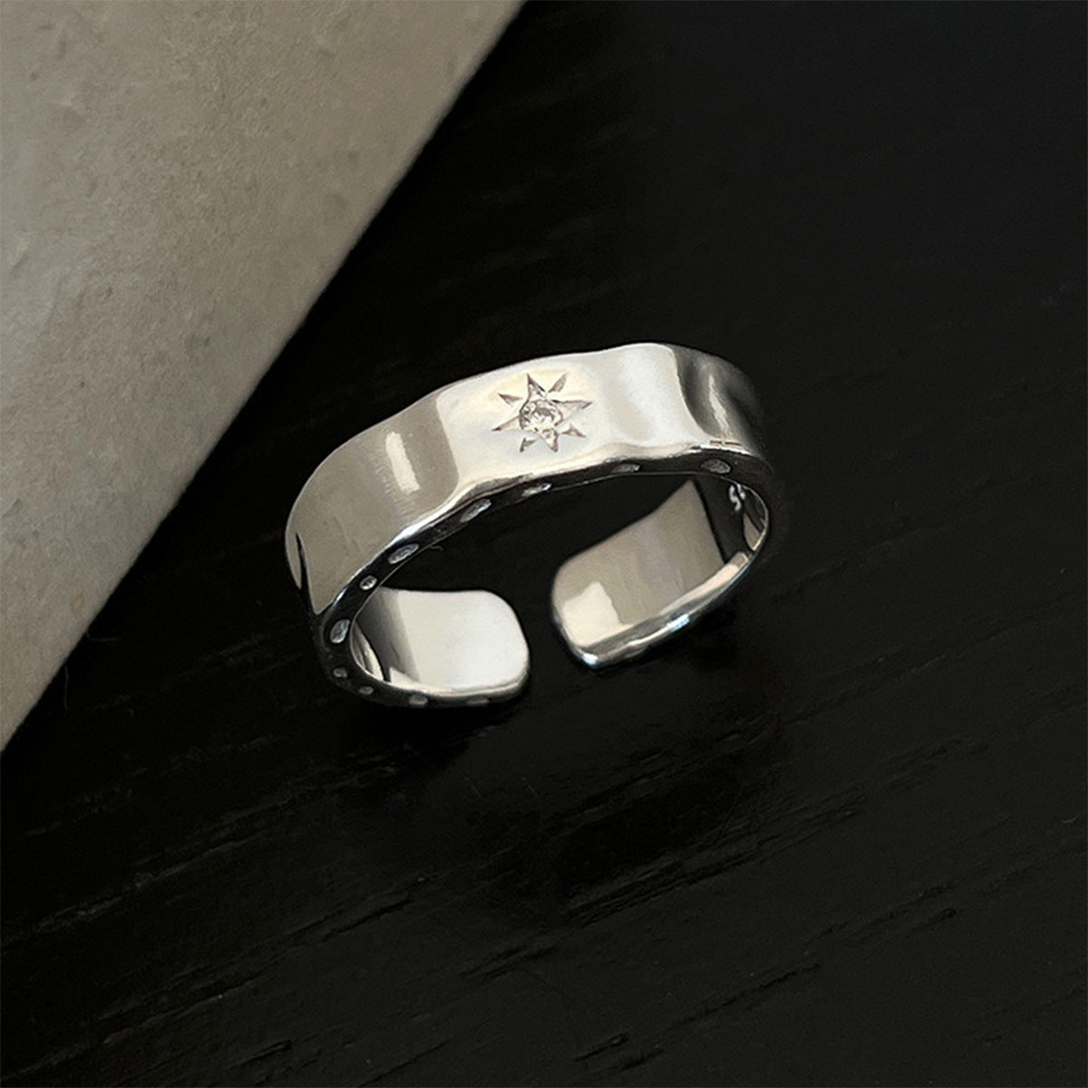 Minimalist Ins 925 Silver Retro Plain Band Ring For Ladies